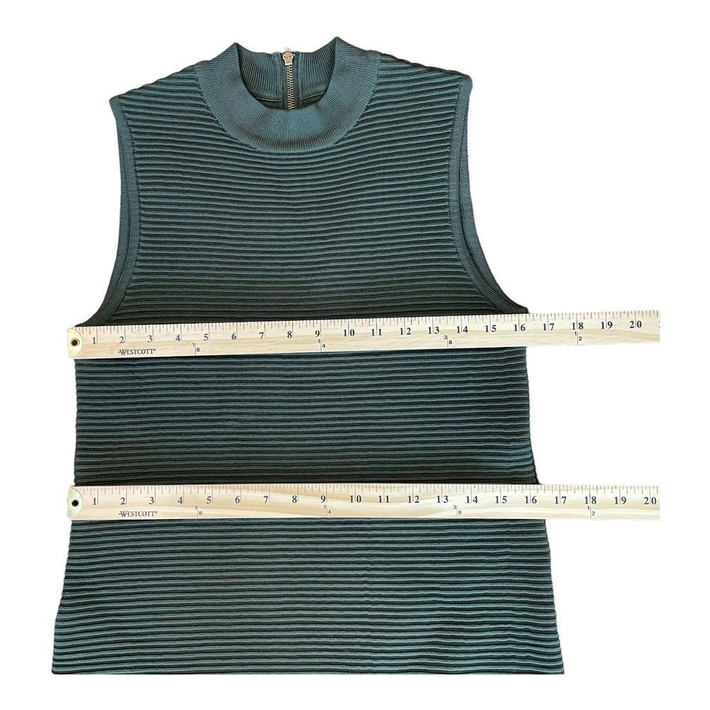 Topshop Green Ribbed High Neck Modern Minimalist Sleeveless Dress Womens 8 - Picture 11 of 13